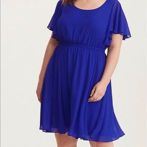 Torrid Cobalt Blue Chiffon Skater Dress sz 2